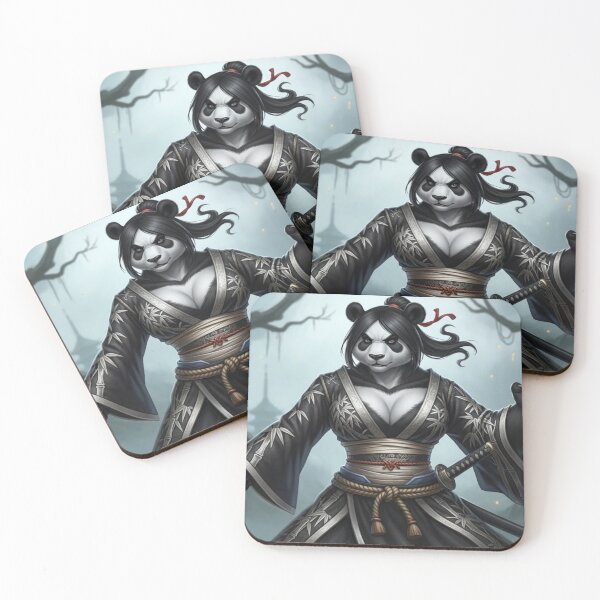Item preview, Furry Panda Samurai Lady in Black designed and sold by Prestons Corner.