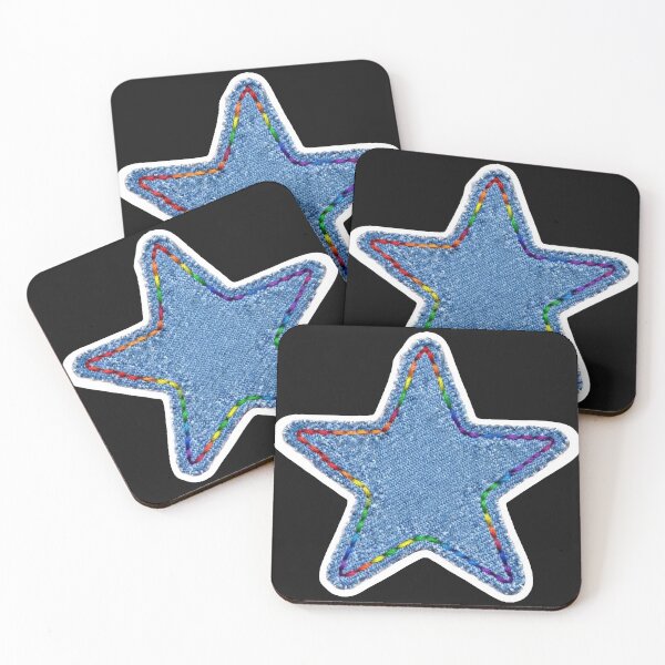 Item preview, Blue embroidery jean rainbow star designed and sold by thitrasho.