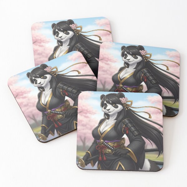 Item preview, Furry Panda Samurai Lady in Black Kimono designed and sold by Prestons Corner.