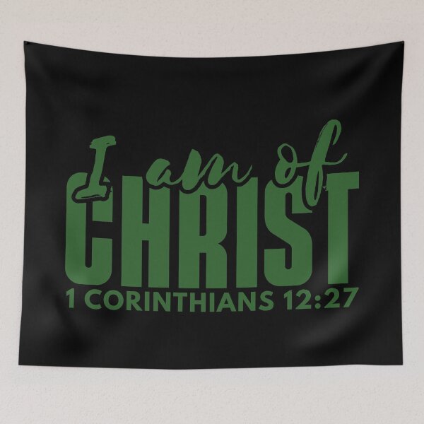 Item preview, I Am of Christ – 1 Corinthians 12:27 Green Typography Christian Design designed and sold by MoriaStore.