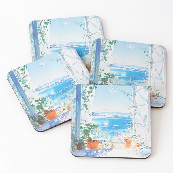 Item preview, Ocean Breeze | Healing Seaside Window View Illustration designed and sold by FlowNestStudio.