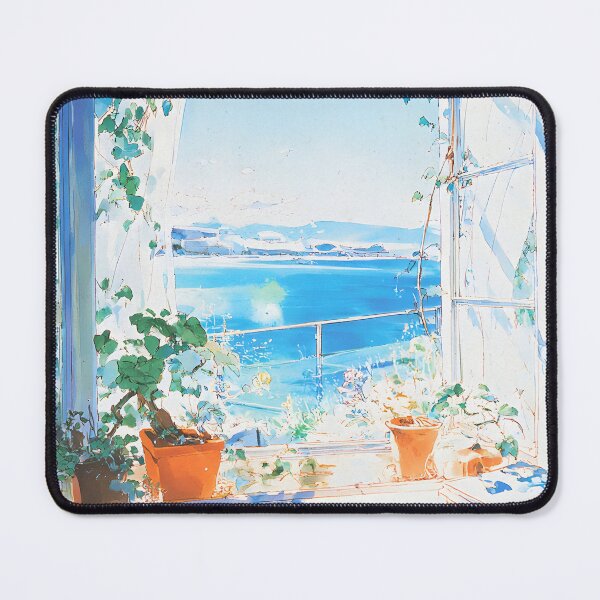 Item preview, Ocean Breeze | Healing Seaside Window View Illustration designed and sold by FlowNestStudio.