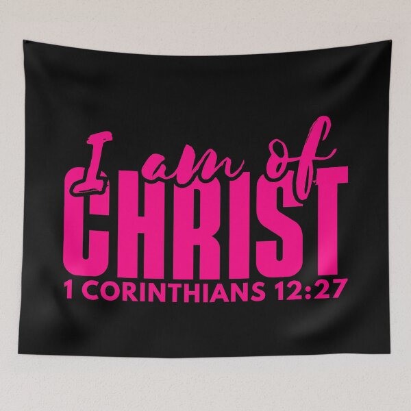 Item preview, I Am of Christ – 1 Corinthians 12:27 Pink Typography Christian Design designed and sold by MoriaStore.