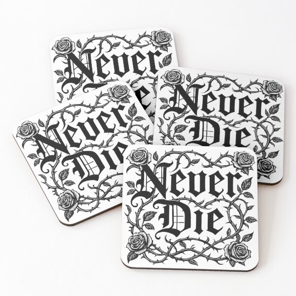Item preview, Never Die – Gothic Rose Typography designed and sold by StormVape.