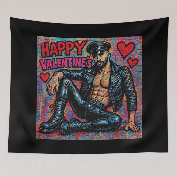 Item preview, Gay Leather Love Valentine's Day Graffiti Street Art Gay Pride Graphic Design designed and sold by ItsAKinkThing.