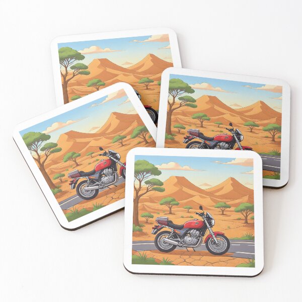 Item preview, Desert Ride with Classic Red Motorcycle designed and sold by Ahmer007.