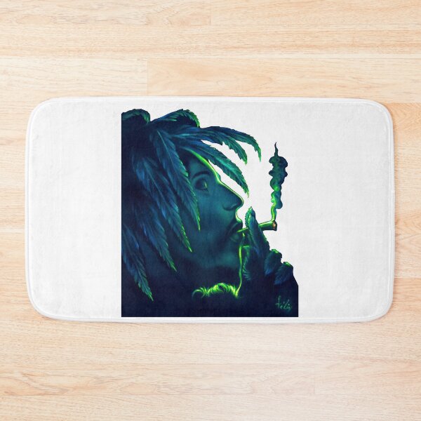 Item preview, Neon blue Bob Marley Portrait Smoking by E. Felix of velvetify.com designed and sold by velvetify.com.