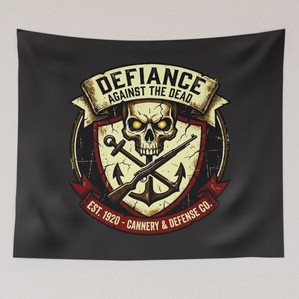 Item preview, Canning Factory Revenant Tactical Retro Woodblock Skull Emblem designed and sold by Thaivi Design.