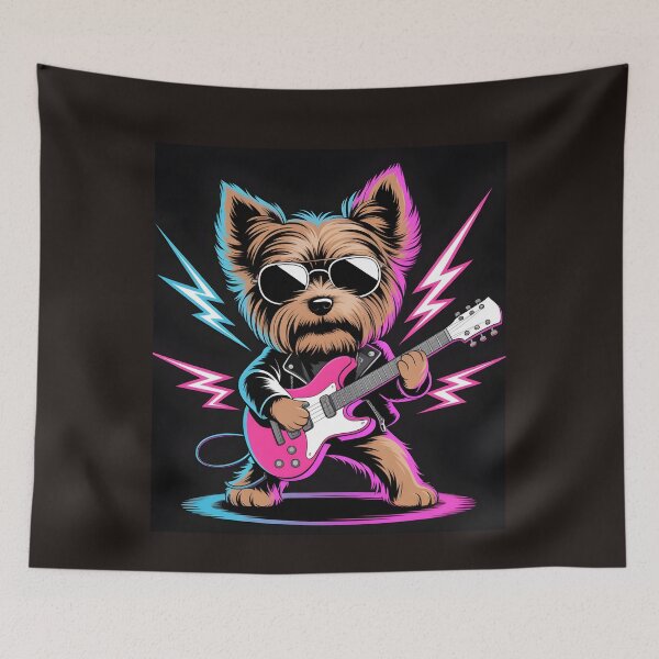 Item preview, Yorkie Rock Star Playing Guitar designed and sold by Viktorio Art Shop.
