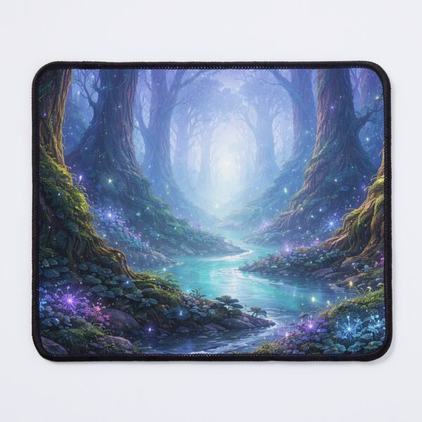 Item preview, Enchanted Forest River at Night – Magical Fantasy Woodland Dreamscape Art designed and sold by anandsiva2703.