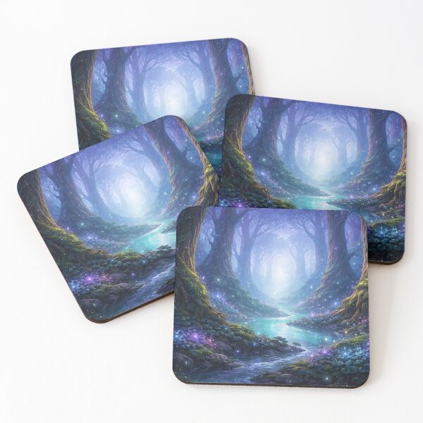 Item preview, Enchanted Forest River at Night – Magical Fantasy Woodland Dreamscape Art designed and sold by anandsiva2703.