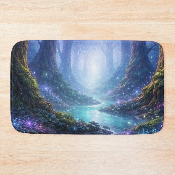 Item preview, Enchanted Forest River at Night – Magical Fantasy Woodland Dreamscape Art designed and sold by anandsiva2703.