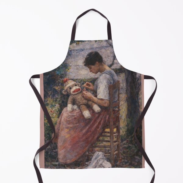 Item preview, Mending Memories – Impressionist Woman Repairing a Sock Monkey designed and sold by Pickled Poppies .