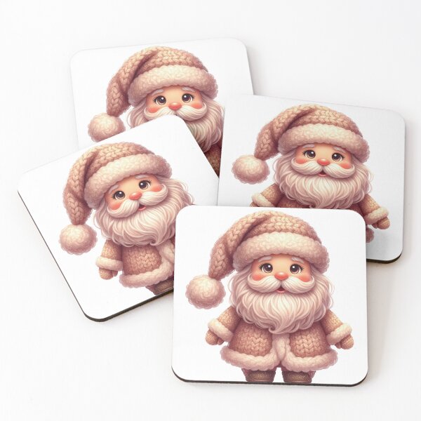 Item preview, Cute Pink Crochet Santa Claus Illustration | Kawaii Christmas Gnome | Cozy Faux Yarn Holiday Art designed and sold by Cute Kawaii Studio.