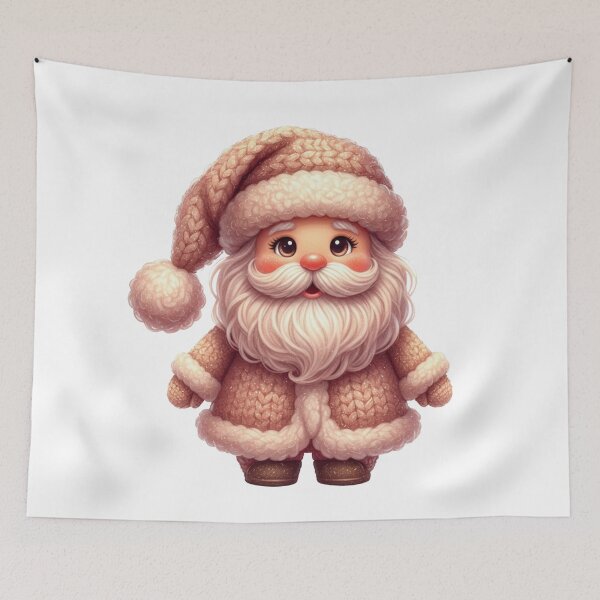 Item preview, Cute Pink Crochet Santa Claus Illustration | Kawaii Christmas Gnome | Cozy Faux Yarn Holiday Art designed and sold by Cute Kawaii Studio.