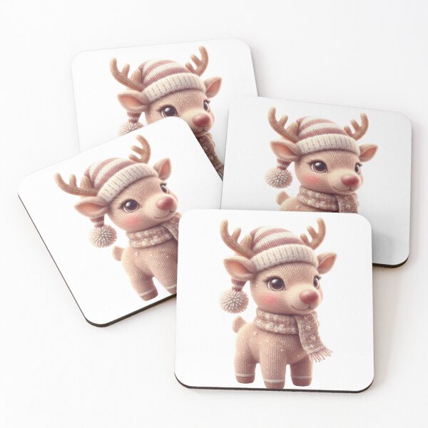 Item preview, Cute Crochet Reindeer Illustration | Kawaii Christmas Deer | Cozy Faux Yarn Winter Holiday Art designed and sold by Cute Kawaii Studio.