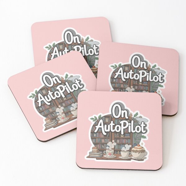 Item preview, On AutoPilot – Cozy Coffee & Book Illustration designed and sold by PixelVibe782.
