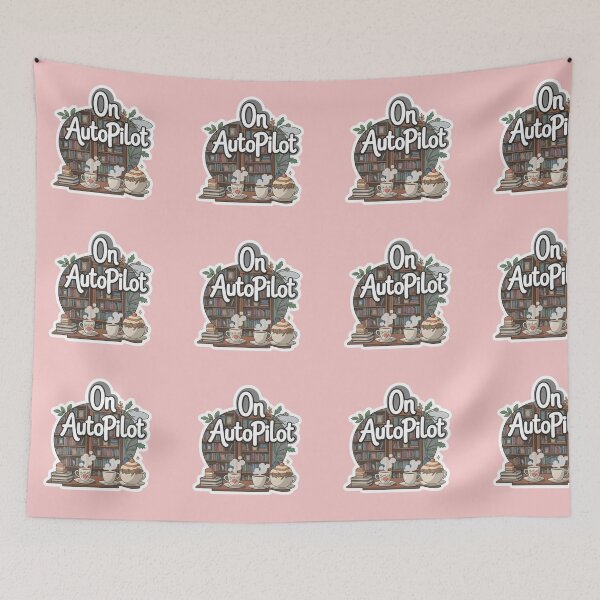 Item preview, On AutoPilot – Cozy Coffee & Book Illustration designed and sold by PixelVibe782.
