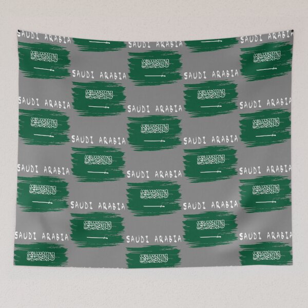 Item preview, Saudi Arabia Flag Artistic Brush Stroke Style designed and sold by mashmosh.