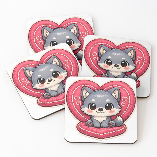 Item preview, Cute Chibi Wolf Puppy on Valentine Heart mr zgredzio designed and sold by mr-zgredzio.