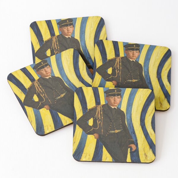 Item preview, Vintage Sailor Portrait with Bold Blue and Yellow Swirl Background designed and sold by Pickled Poppies .