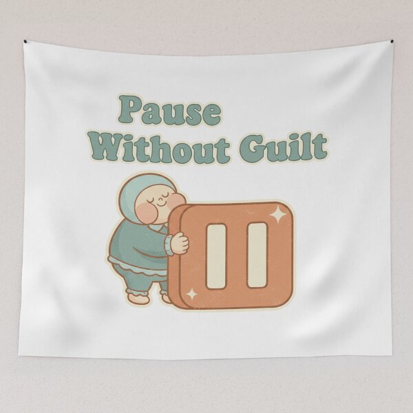 Item preview, Pause Without Guilt – Retro Anti Hustle Mental Health Art designed and sold by DIRTYSKETCHH.