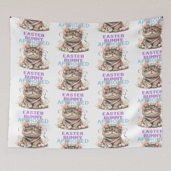 Item preview, Cute Easter Cat Bunny with Floral Headband and Approval designed and sold by Anastasiia Yurevych.
