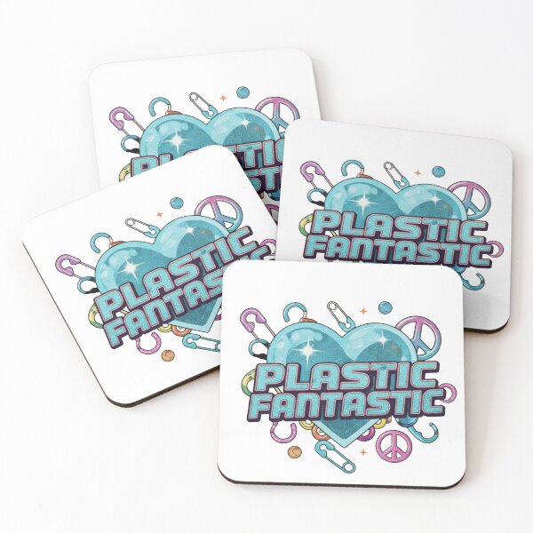 Item preview, Colorful retro design with heart, safety pins and "Plastic Fantastic". designed and sold by Rebel-Youth.