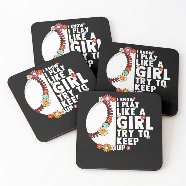 Item preview, I Know I Play Like A Girl Try To Keep Up Floral Baseball Girls designed and sold by pansak.