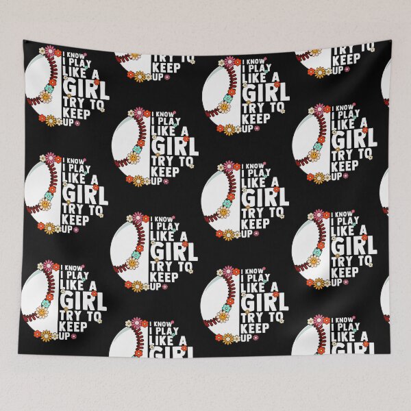 Item preview, I Know I Play Like A Girl Try To Keep Up Floral Baseball Girls designed and sold by pansak.