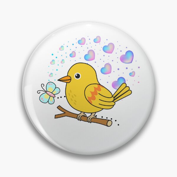 Item preview, Chirpy Yellow Bird - Cute Bird Chatting with Butterfly designed and sold by Love3Happy.