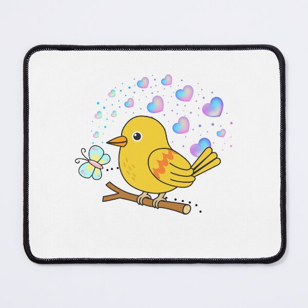Item preview, Chirpy Yellow Bird - Cute Bird Chatting with Butterfly designed and sold by Love3Happy.