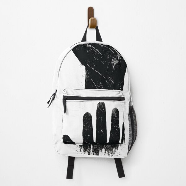 Item preview, A striking black silhouette of a raised hand with a gritty, distressed texture against a clean white background. Perfect for themes of unity, power, designed and sold by Dejbar.