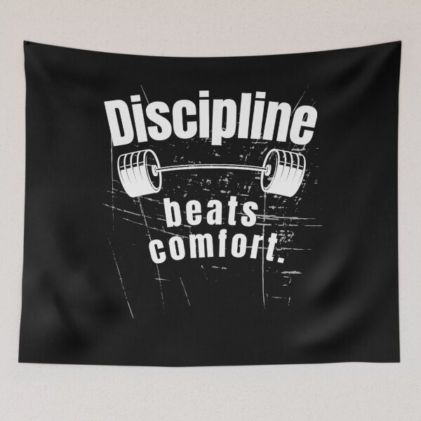 Item preview, Discipline beats comfort. Gym Fitness Motivation Quote designed and sold by TeeArtWorld.