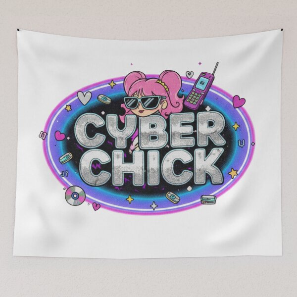 Item preview, Colorful Y2K logo with glittering Cyber Chick lettering. designed and sold by Rebel-Youth.