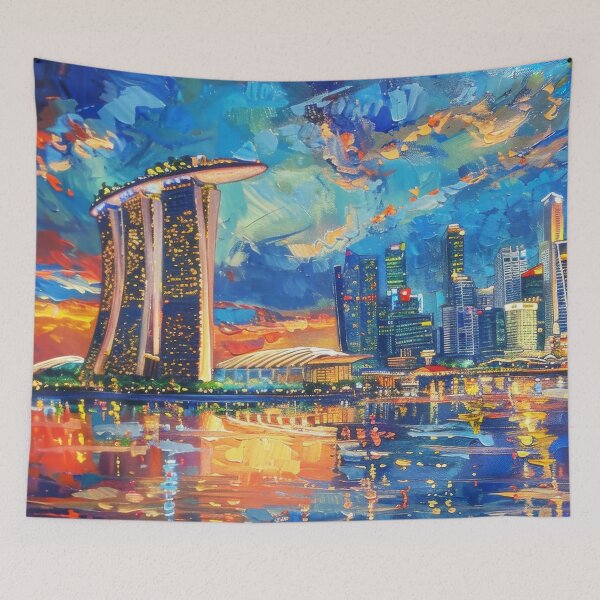 Item preview, Singapore Skyline – Marina Bay Dusk Glow designed and sold by SkylineVistas Designs.