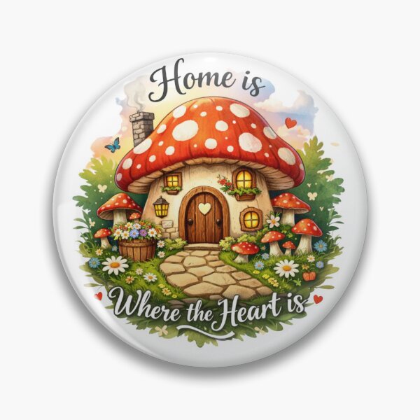 Item preview, Home Is Where the Heart Is – Cozy Mushroom Cottage Illustration designed and sold by ByKubraArt.