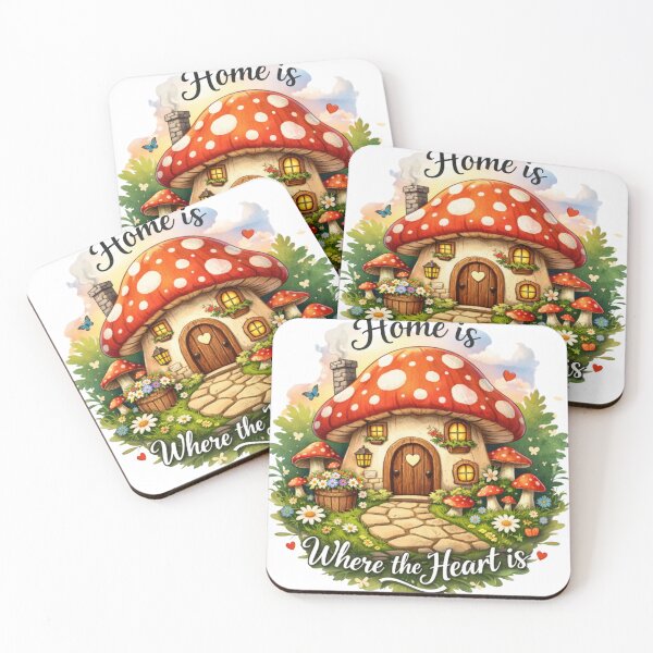 Item preview, Home Is Where the Heart Is – Cozy Mushroom Cottage Illustration designed and sold by ByKubraArt.