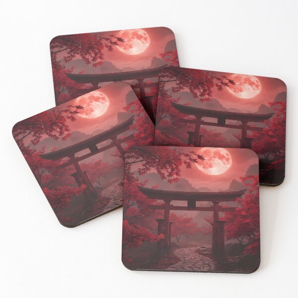 Item preview, Red Moon Over Japanese Garden designed and sold by Bobkataaa.