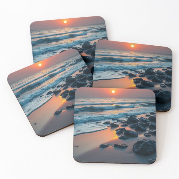 Item preview, Golden Sunset Over Rocky Coastal Beach designed and sold by Jade Ado.
