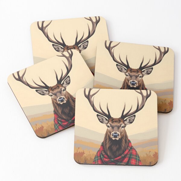 Item preview, Stag  head wearing Scottish tartan designed and sold by Ponted.