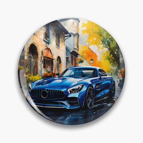 Item preview, Brilliant Blue Sports Car Parked In Sunny European Village Street designed and sold by RevUpDesign.