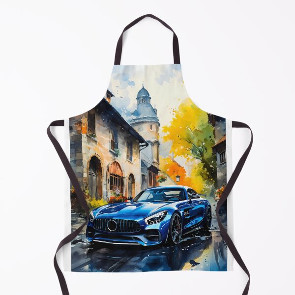 Item preview, Brilliant Blue Sports Car Parked In Sunny European Village Street designed and sold by RevUpDesign.