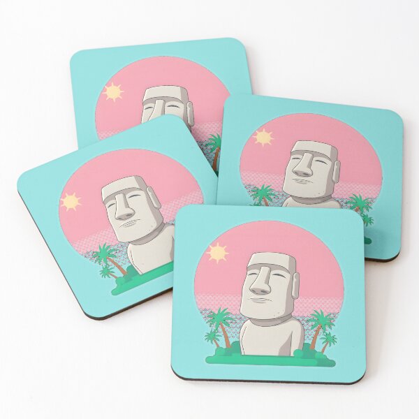 Item preview, Serene Moai in a Dreamy Tropical Sunset designed and sold by Remy-Aura.