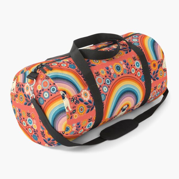 Item preview, Scandinavian Folk Art Cute Patterned Pug Puppy Dog and Rainbow by heidiannemorris © designed and sold by FOLK ART FUSION by heidiannemorris.