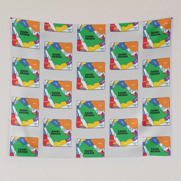 Item preview, Middle East Map Art - Saudi Arabia & Neighbors Colorful Geography designed and sold by mashmosh.