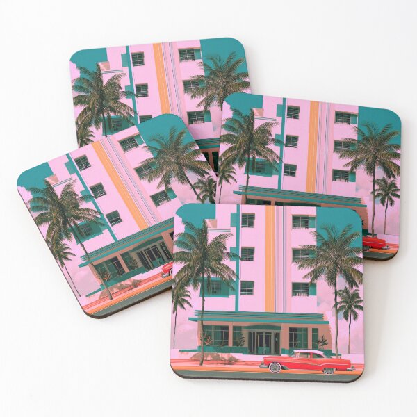 Item preview, Miami Art Deco Retro Hotel – Blue Rose Wall Art designed and sold by SkylineVistas Designs.