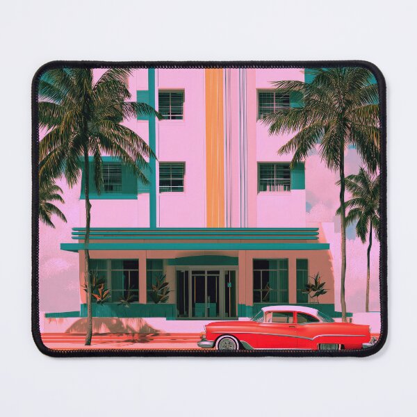 Item preview, Miami Art Deco Retro Hotel – Blue Rose Wall Art designed and sold by SkylineVistas Designs.