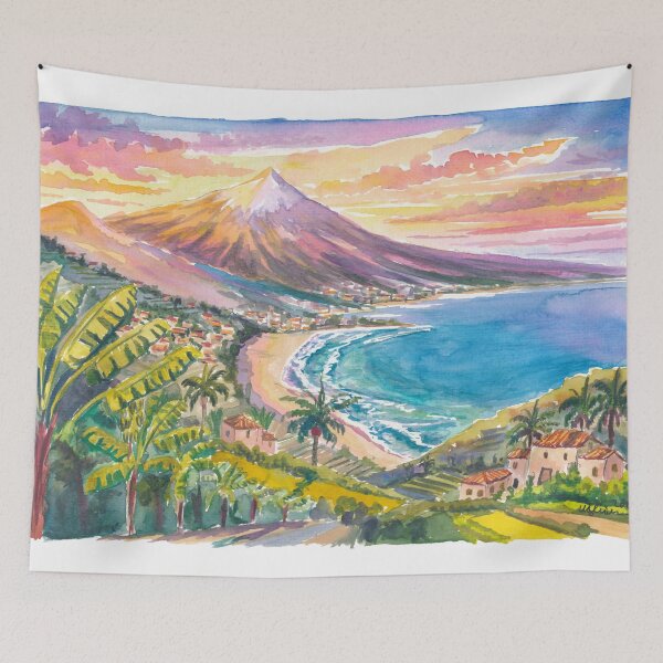 Item preview, Golden Teide Above Lush Orotava Valley and Serene Tenerife Coast designed and sold by artshop77.