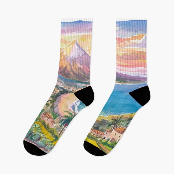 Item preview, Golden Teide Above Lush Orotava Valley and Serene Tenerife Coast designed and sold by artshop77.